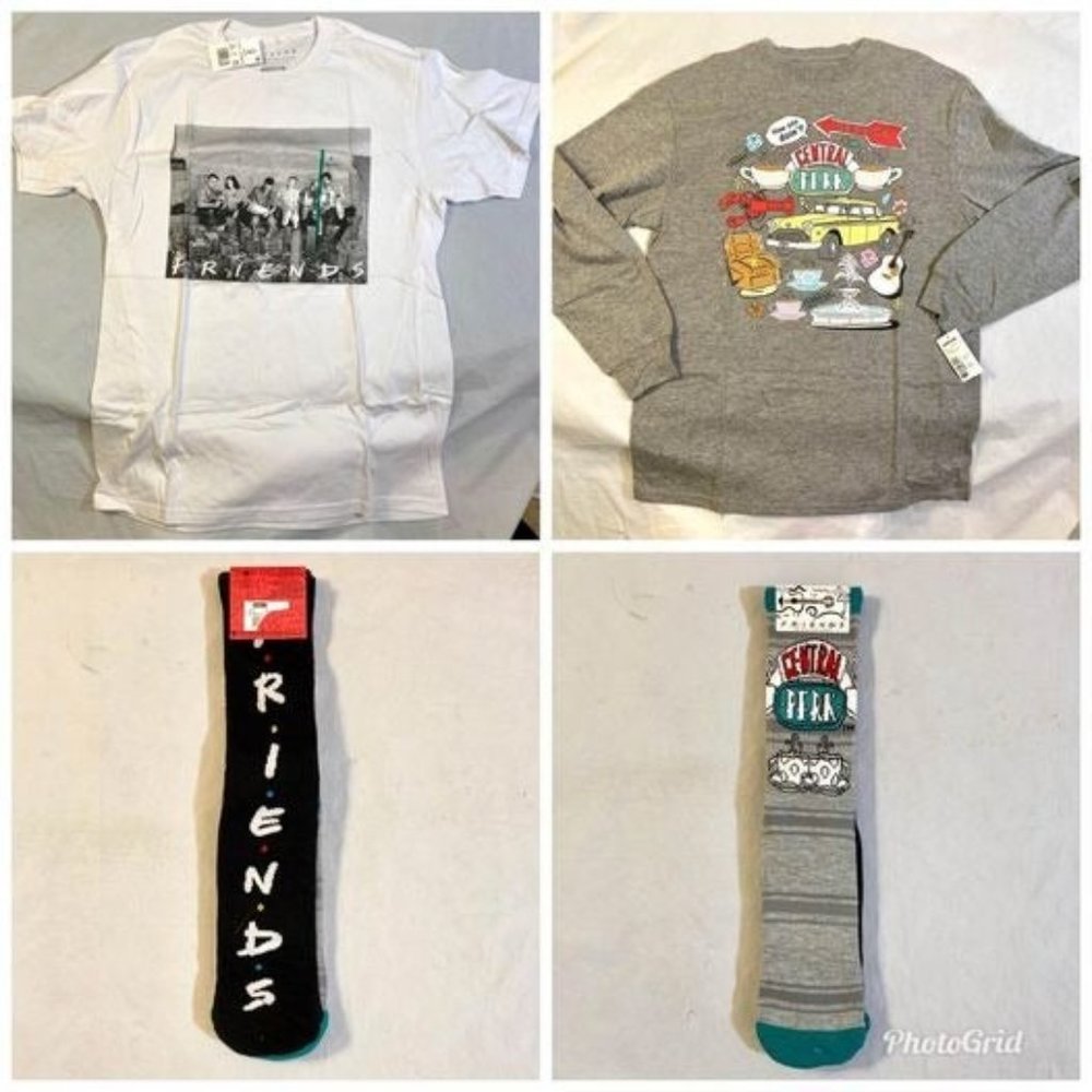 New FRIENDS Gift Set 2 Shirts 2 Socks Size S M Unisex TV Show
